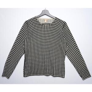 Nordstrom Studio 121 Wool Silk Blend Houndstooth Sweater M